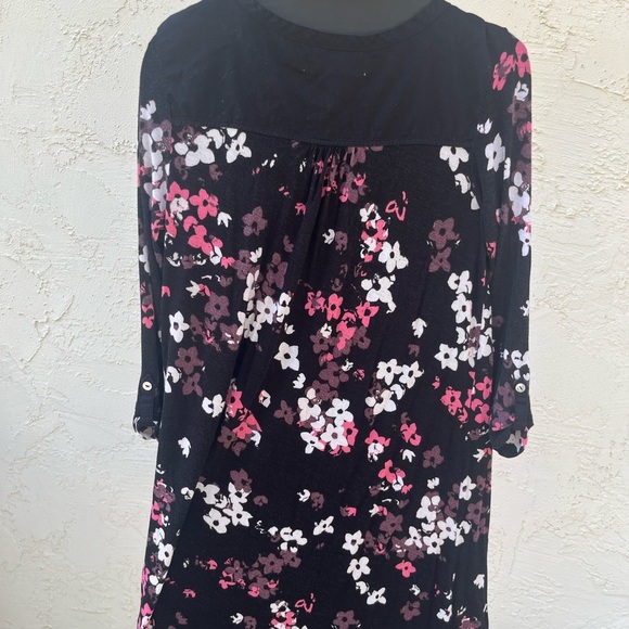 Anne Klein Black and White Floral Midi Dress sku011 - Picture 3 of 10